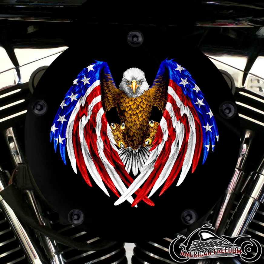 Harley Davidson High Flow Air Cleaner Cover - Eagle Flag Wings